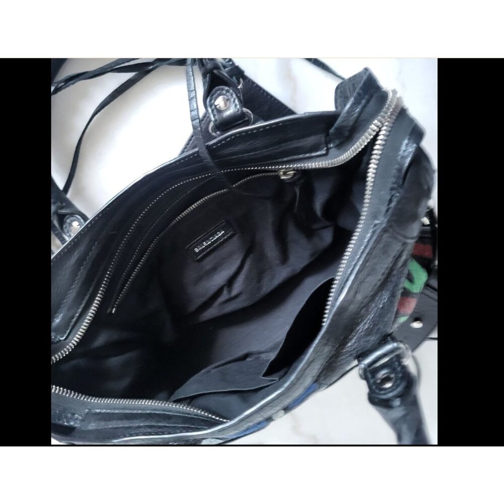 Balenciaga 2019 Small Motocross Classic Graffiti City Bag Black Arena Leather - Picture 9 of 11